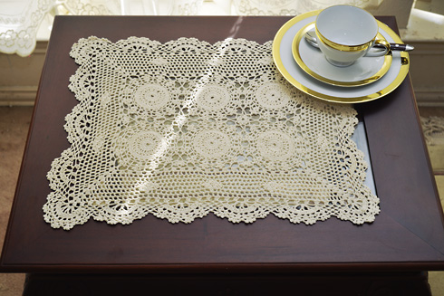 Crochet Placemats. Traditional Size 14x20" Wheat Color